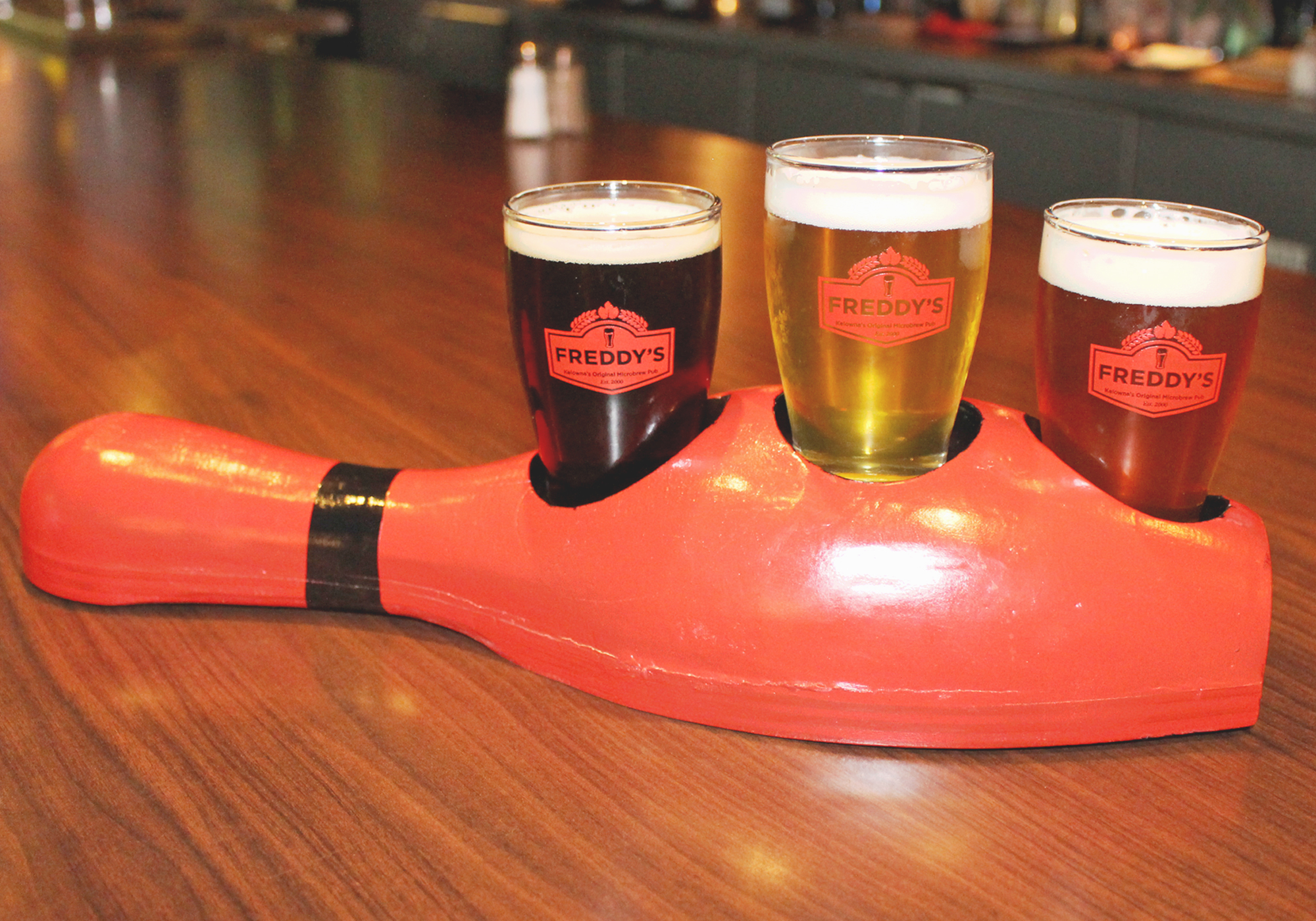 (Image courtesy of McCurdy Bowling Centre and Freddy's Brewpub) Bowl and try some of the tasty craft ales at Freddy's Brewpub in the McCurdy Bowling Centre, located just down the road from the Comfort Suites Kelowna hotel.&nbsp;